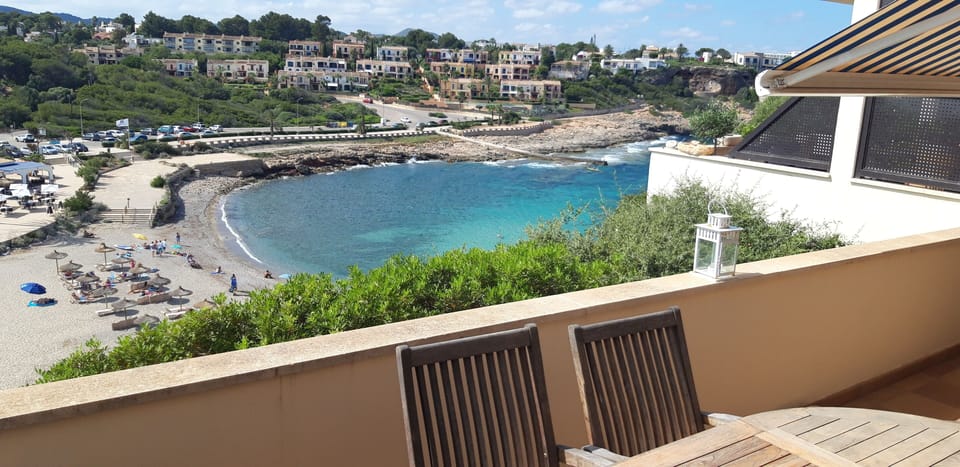 terrace with direct view on the beach and sea