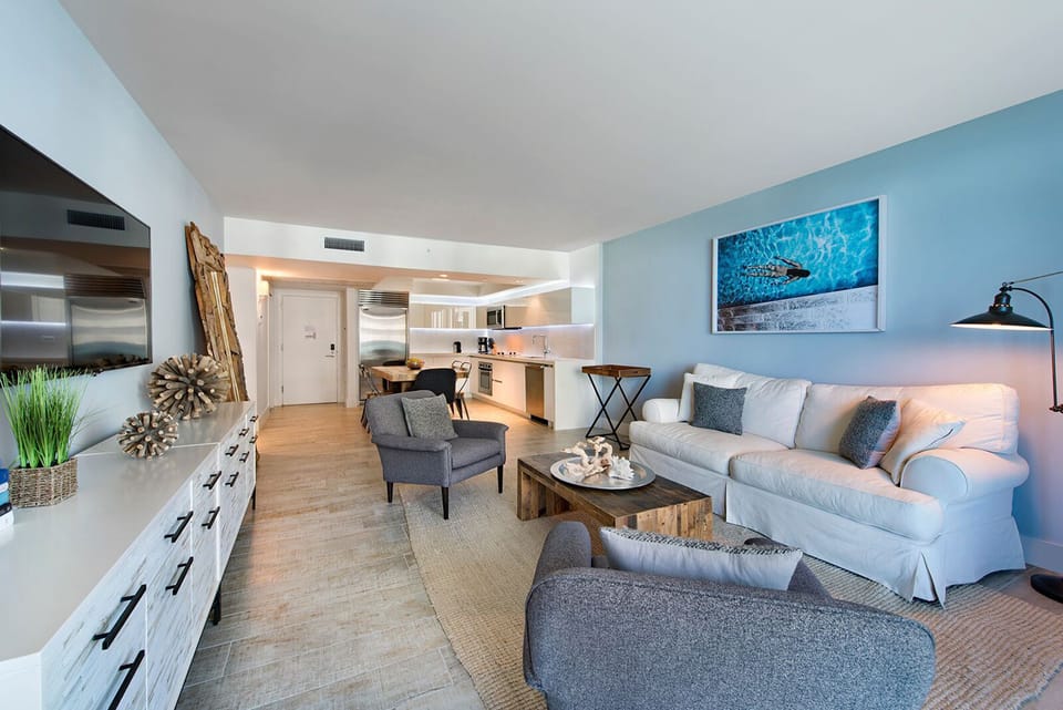 Classic Condo, 1 Bedroom, Balcony, Partial Ocean View (10L13) | Living area | 42-inch flat-screen TV with digital channels, TV