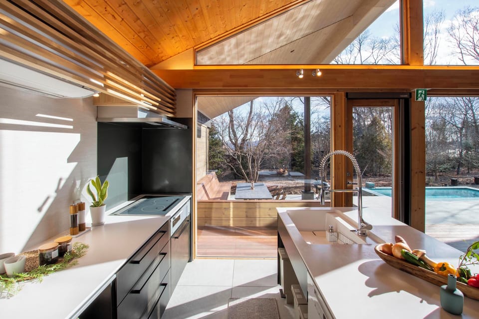 Villa A -SPA- (Modern style) One private house with pool, sauna, & outdoor hot spring, Non Smoking | Private kitchen | Full-size fridge, microwave, oven, dishwasher