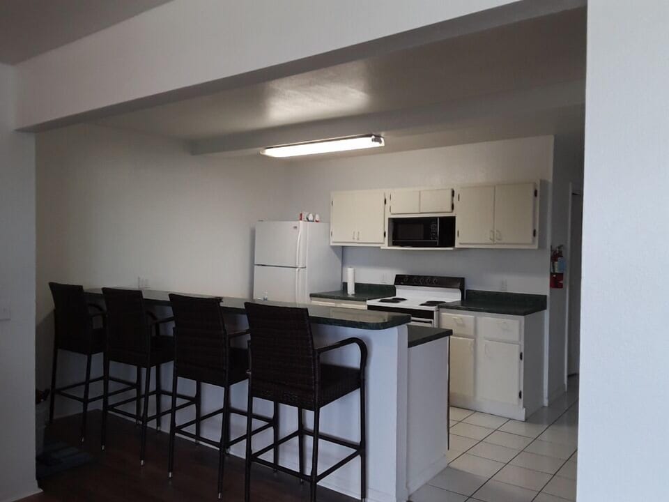 Kitchen with seating at bar