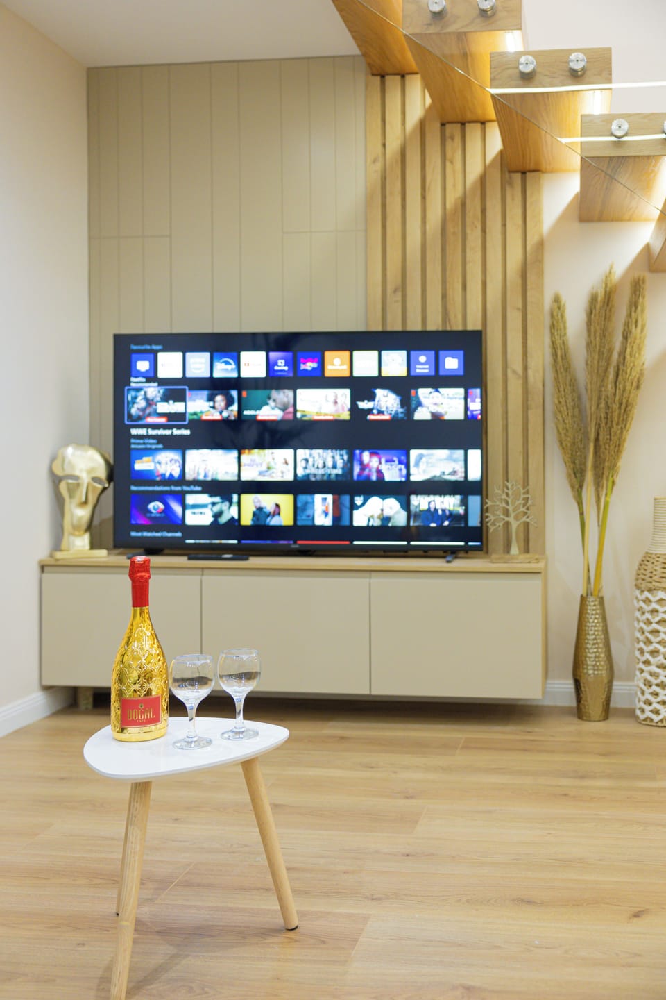 Luxury Duplex, 1 Bedroom, Beachside | Living area | 33-inch Smart TV with cable channels, heated floors
