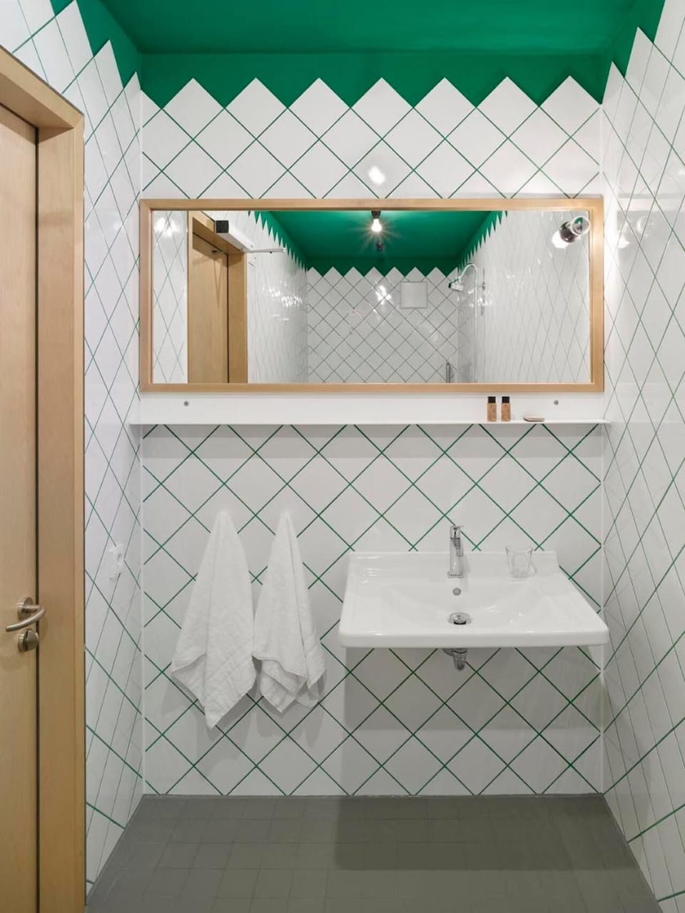 Shower, slippers, towels
