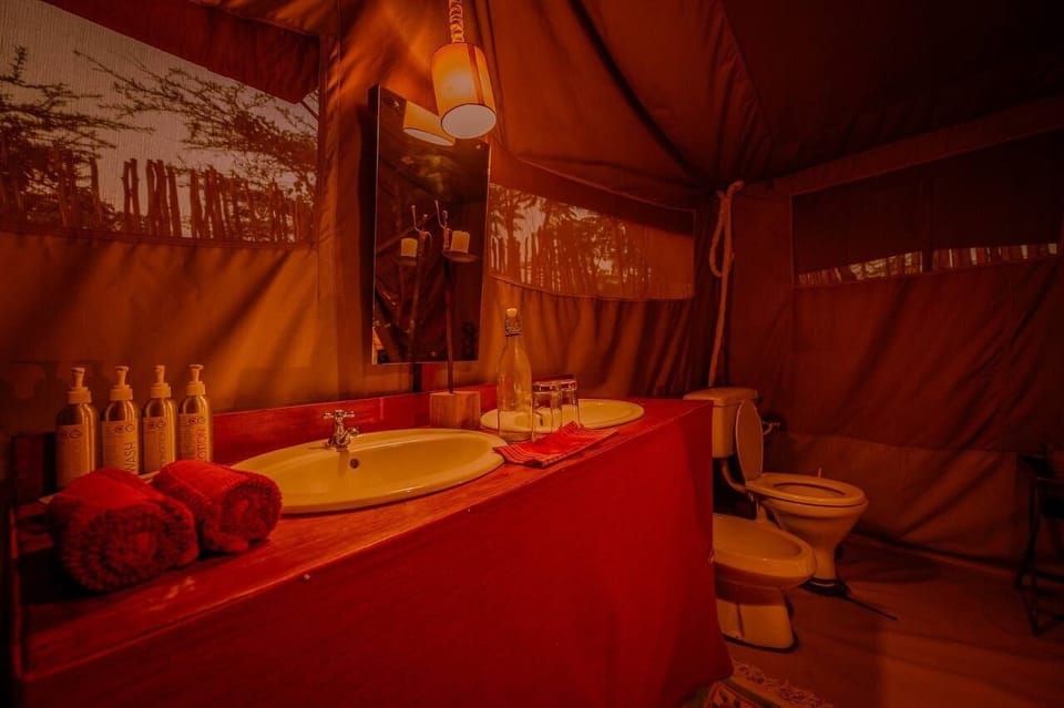 Family Tent | Bathroom | Shower, rainfall showerhead, designer toiletries, towels