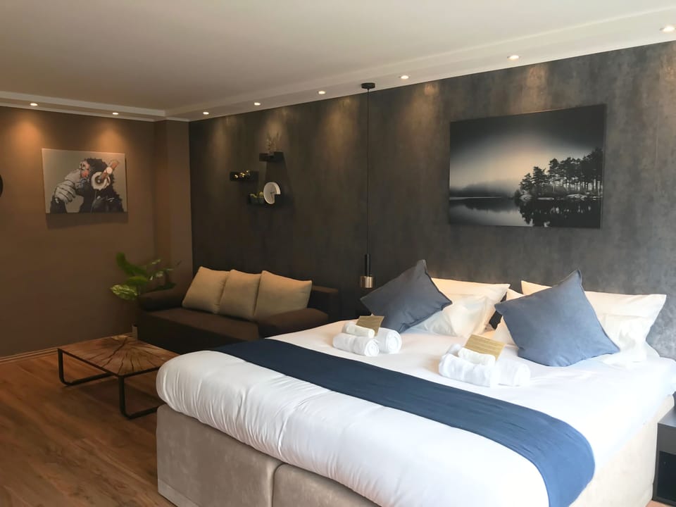 Double Room, 1 King Bed with Sofa bed with shared bathroom | Hypo-allergenic bedding, desk, laptop workspace, soundproofing