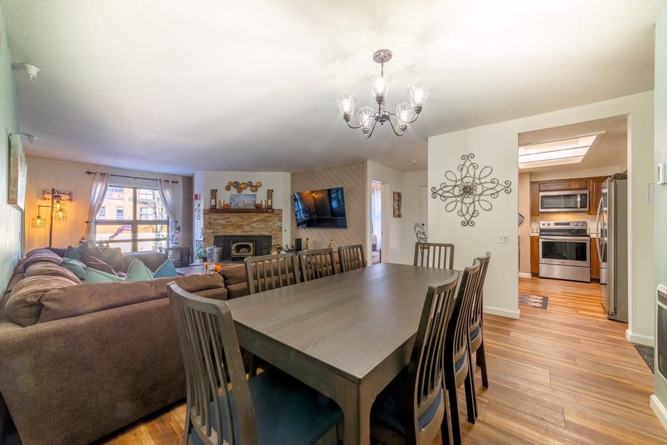 Dining table with seating for 8.