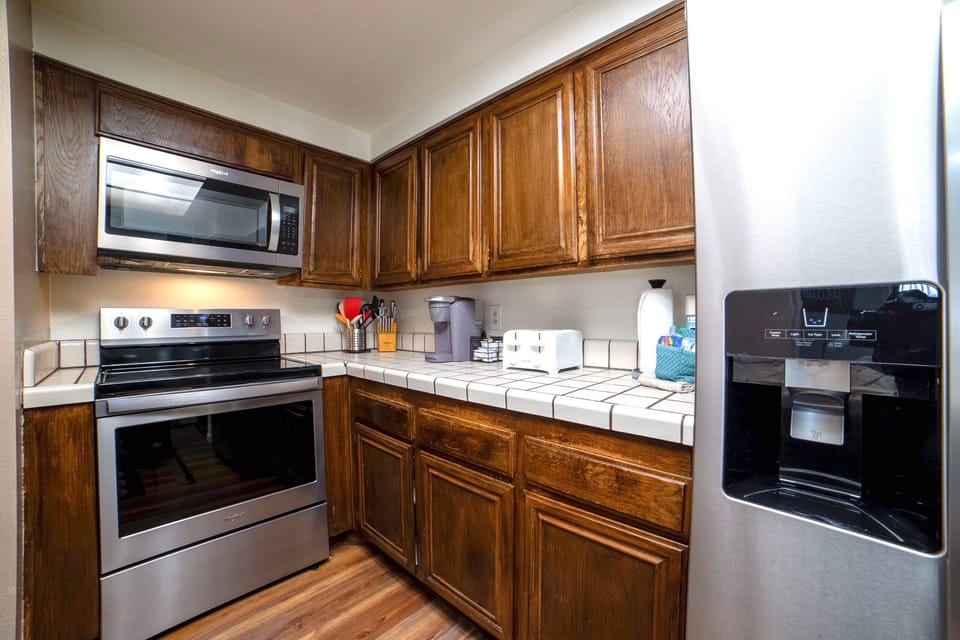 We supply coffee, coffee filters, creamer, sugar, salt, pepper, and cooking oil.