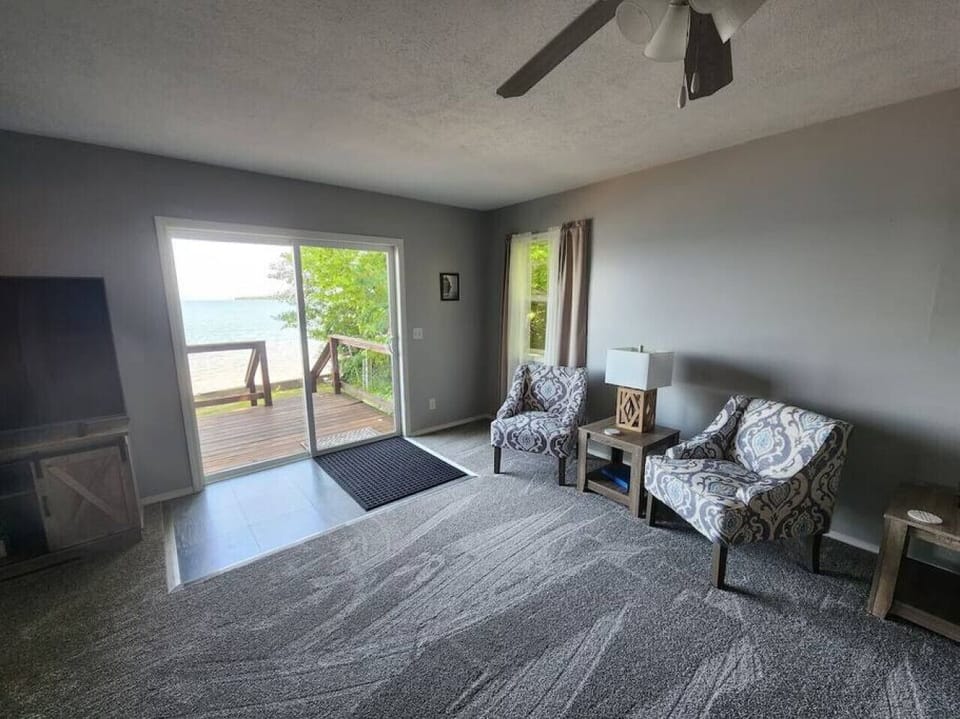 Living room with lake view