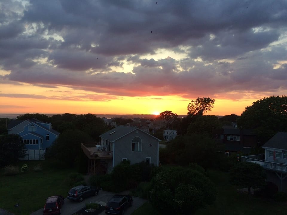 sunset from rooftop deck