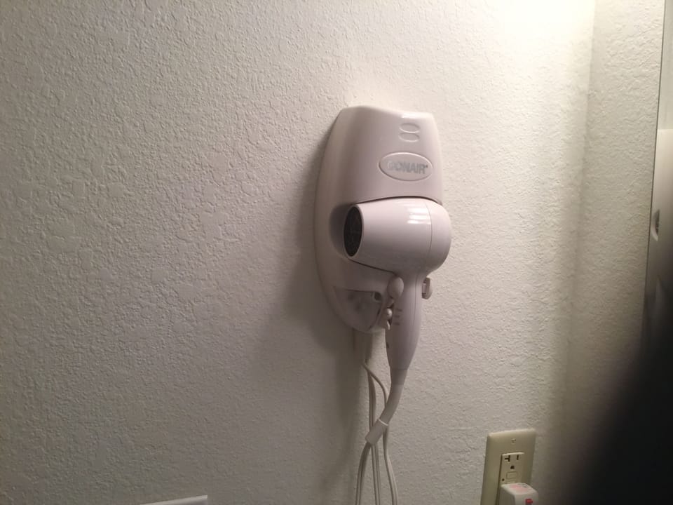 Hair dryers come with every bathroom and bedroom.
