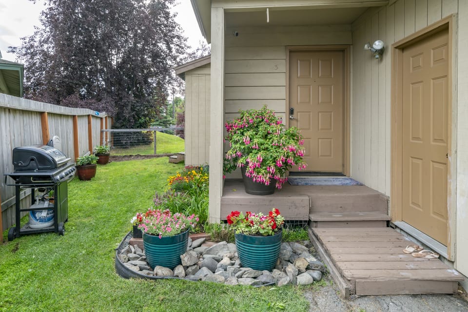 backyard with BBQ grill