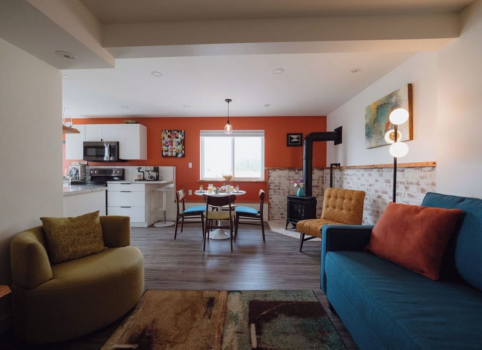 Spacious open-concept living and kitchen area with modern amenities
