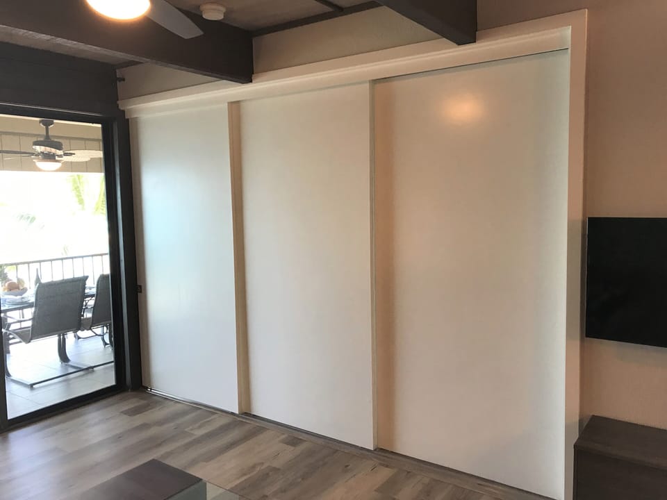 Pocket door to separate the living from master bedroom