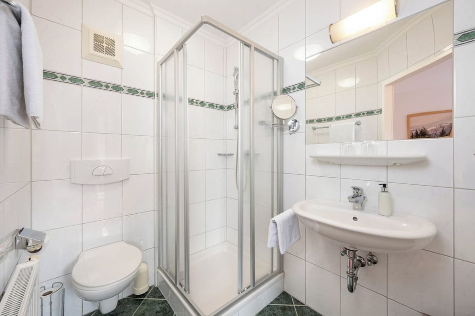 Twin Room | Bathroom | Shower, hair dryer, towels, soap