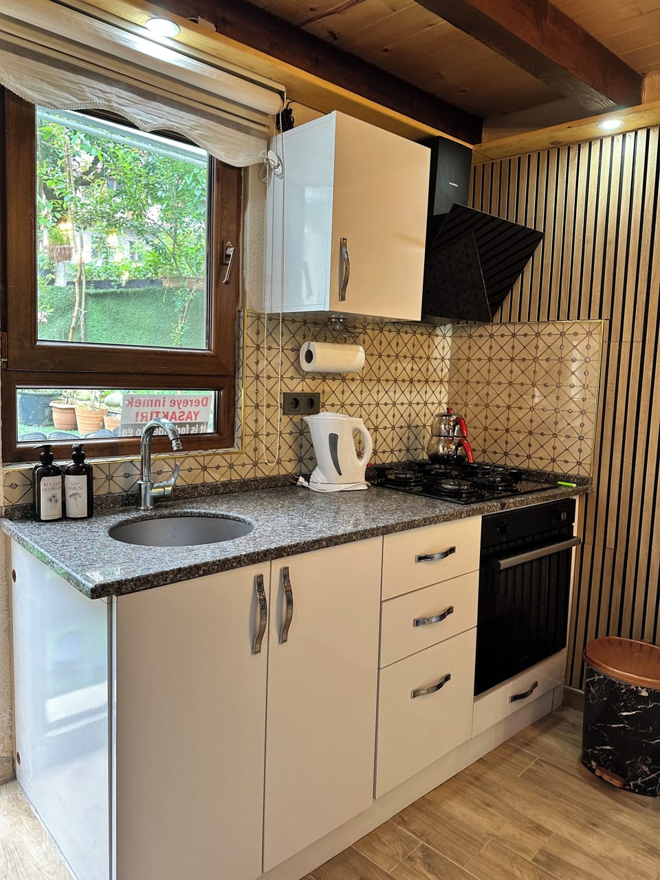 Mini-fridge, microwave, stovetop, espresso maker
