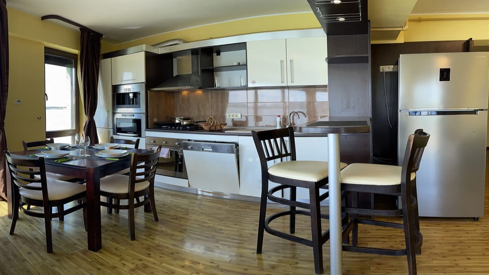 Superior Apartment | Private kitchen | Full-size fridge, microwave, oven, stovetop