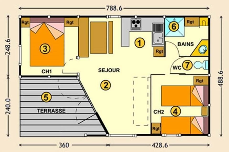 Cottage, 2 Bedrooms (Reve confort) | Floor plan