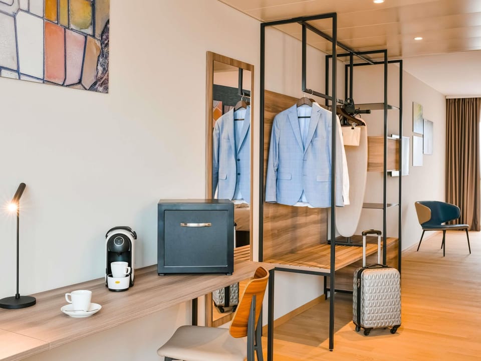 In-room safe, desk, laptop workspace, blackout drapes