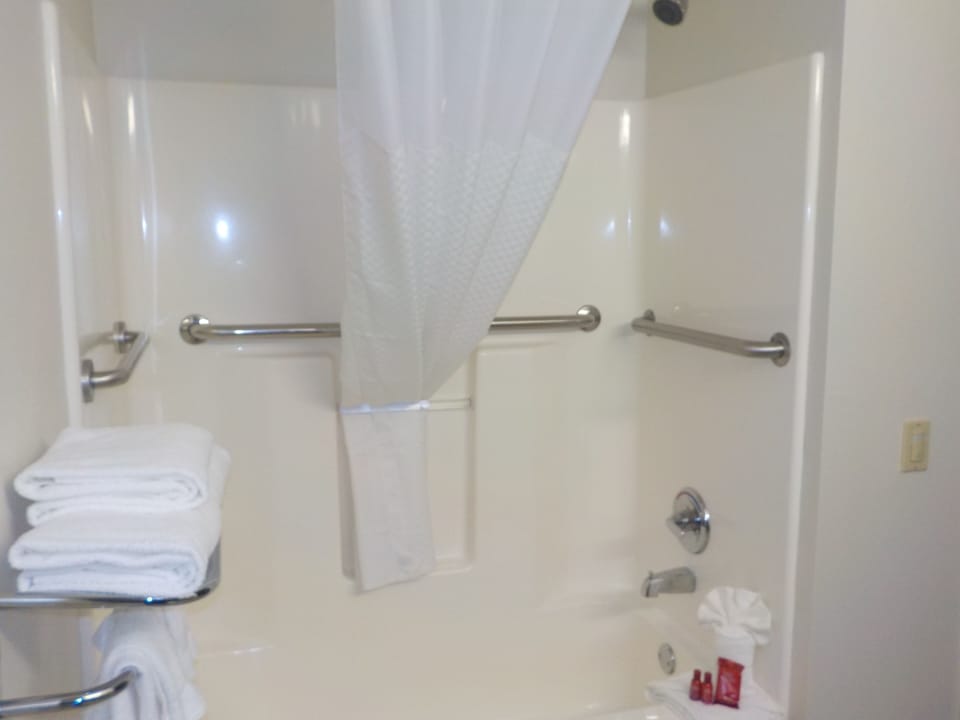 Combined shower/tub, hydromassage showerhead, free toiletries