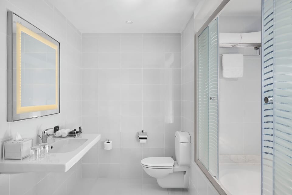 Hair dryer, bathrobes, slippers, towels