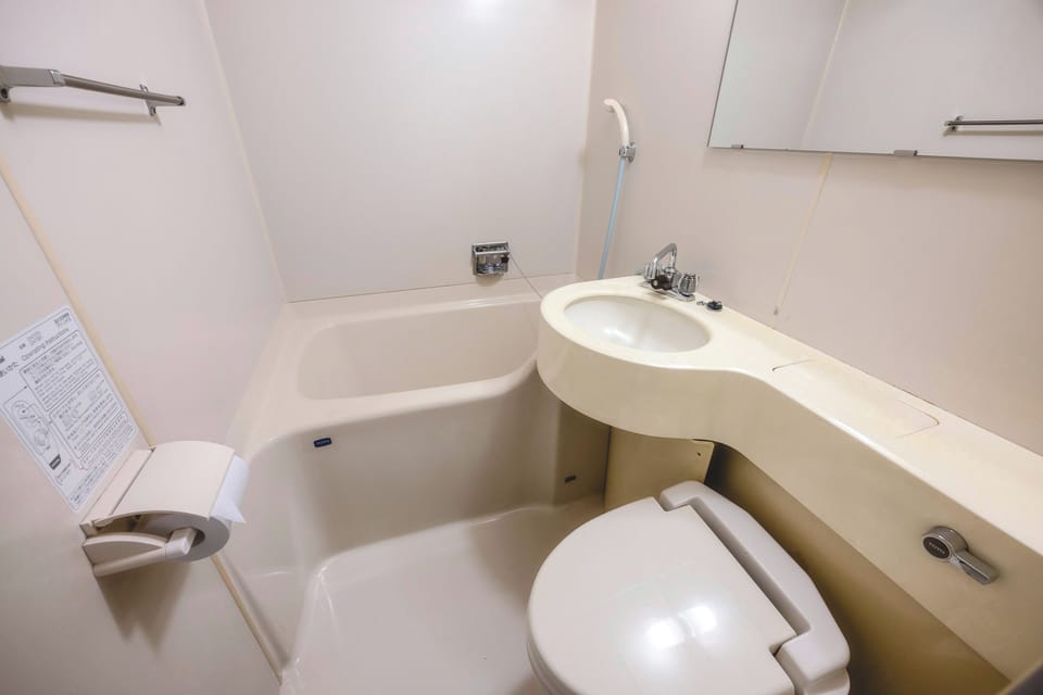 Shower, free toiletries, hair dryer, slippers