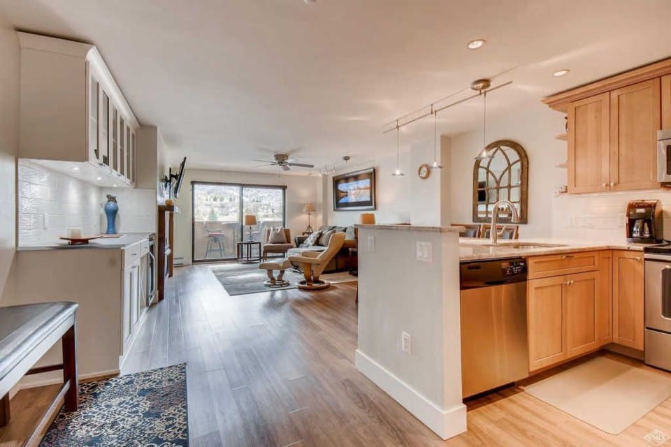 Spacious open layout outside of the bedroom and bath.