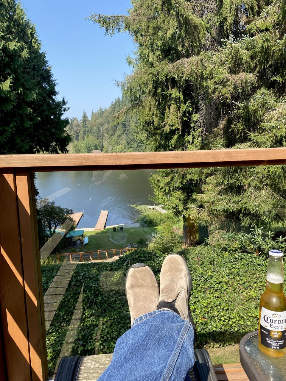 An unobstructed view looking through safety glass… Life is good on Lake Desire! 