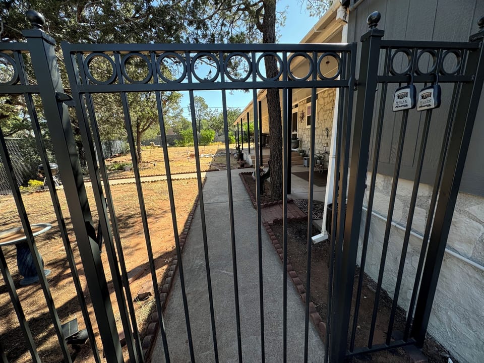 Main entrance from parking area.