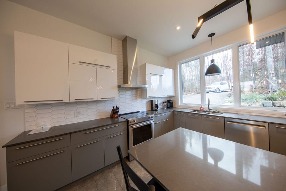 Beautiful Quartz Countertops and Kitchen View.