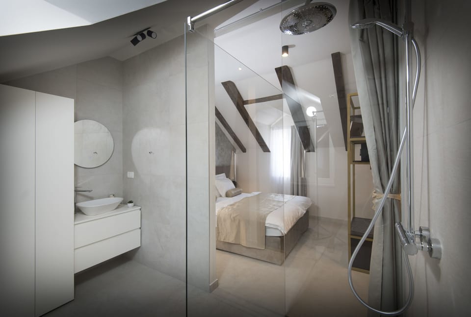 Penthouse | Bathroom | Shower, towels, soap, toilet paper