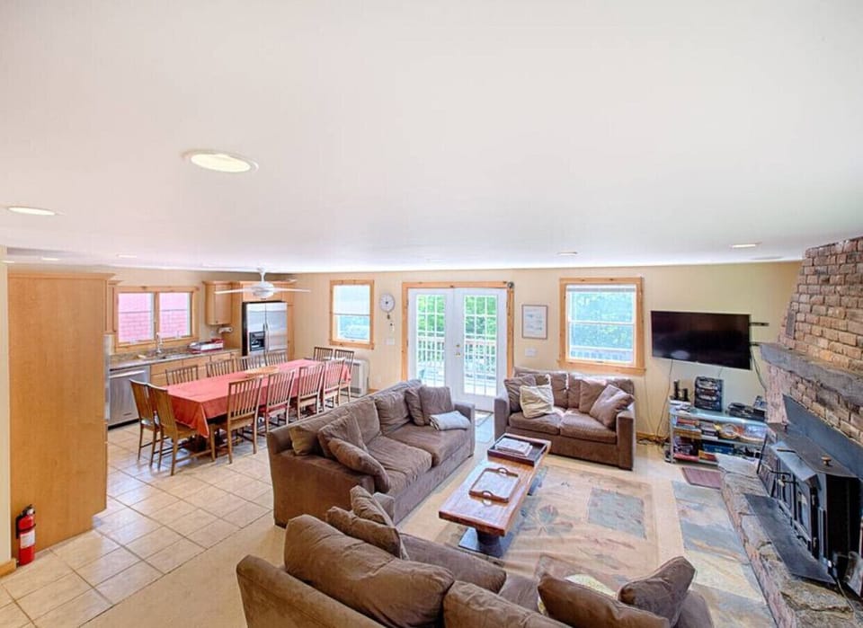 Second level Dining, kitchen and living area