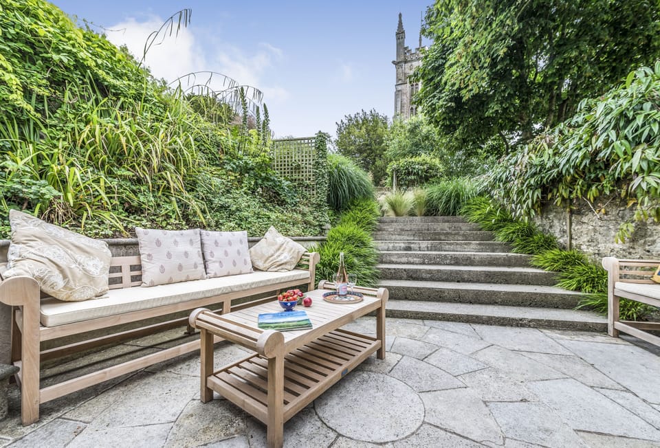 Church Cottage, Cattistock: The garden terrace - a lovely spot to relax