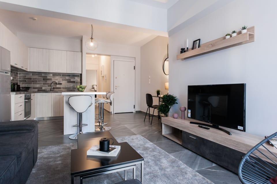 Apartment, 1 Bedroom, City View | Living area | 43-inch Smart TV with satellite channels, TV, Netflix
