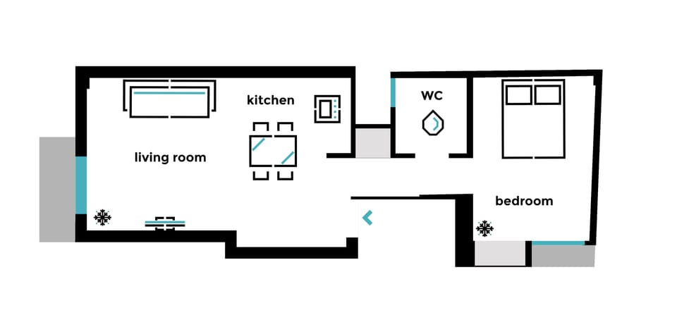 Apartment, 1 Bedroom, City View | Floor plan