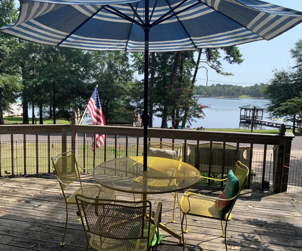 view from cottage to lake