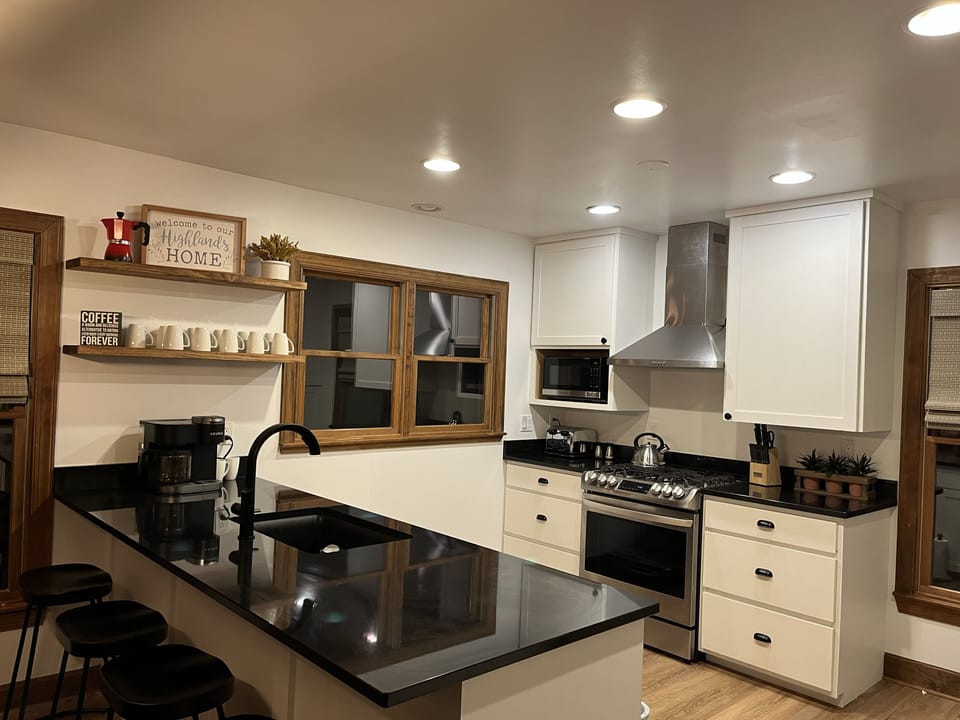 Fully stocked kitchen for all your cooking needs.