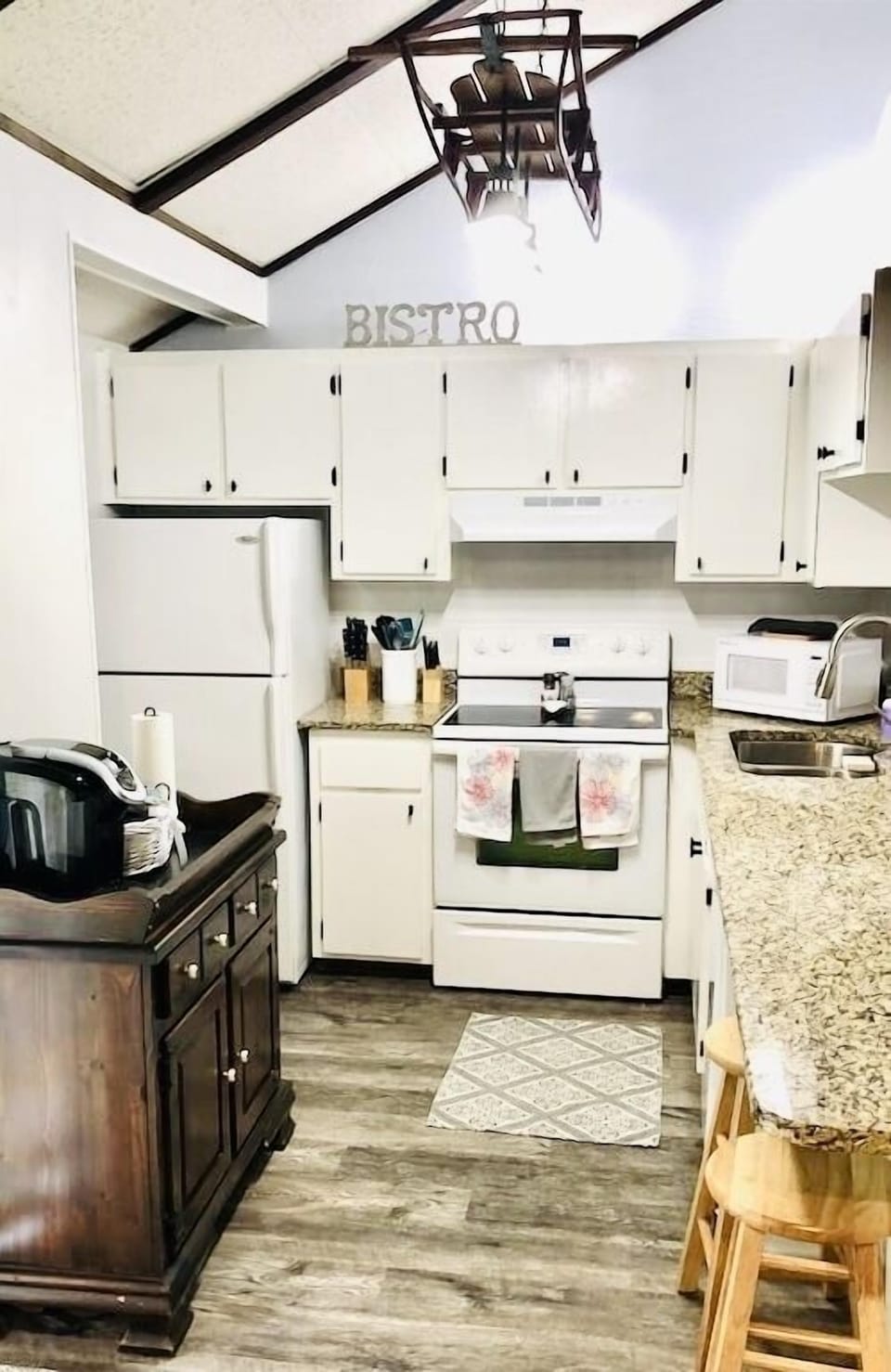 Kitchen and bar top seating.