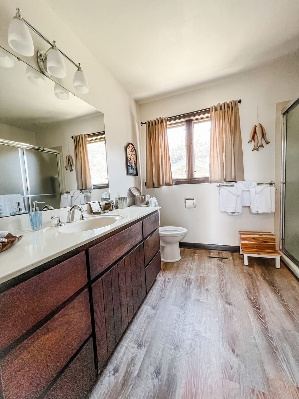 First floor bathroom with shower and tub.