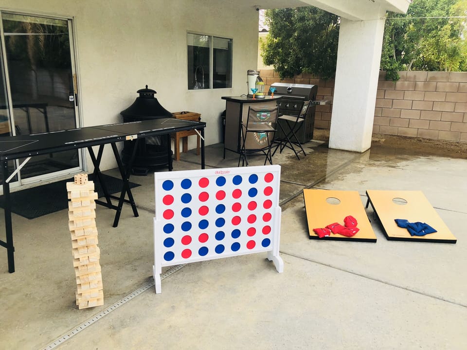  Beer pong, corn hole, connect 4, & Jenga