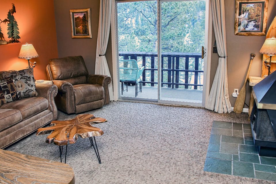 Living Room with Sliders to Deck