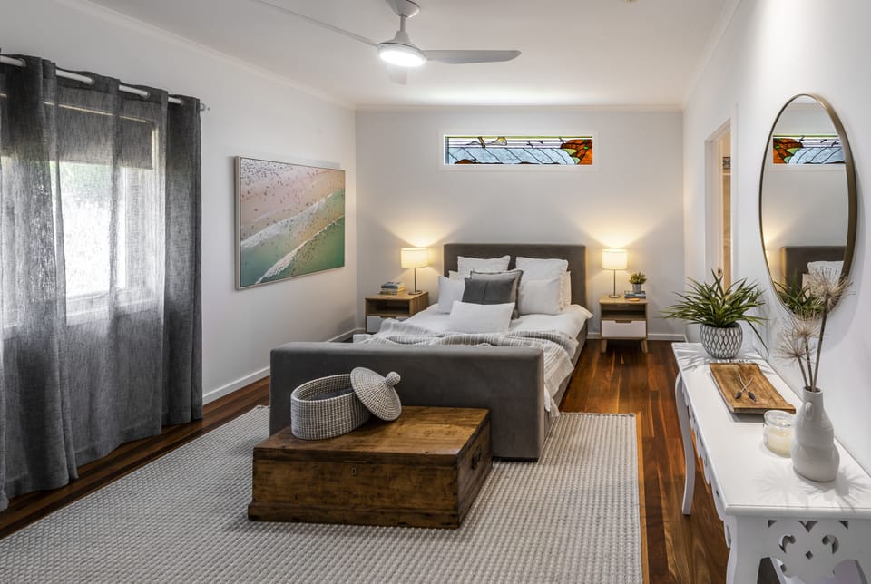 Master bedroom with queen bed