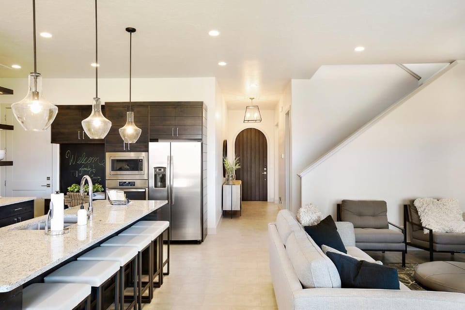 Open concept main floor living spaces allow groups to gather comfortably