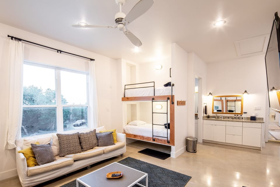 Spacious bunk room + attached full bath