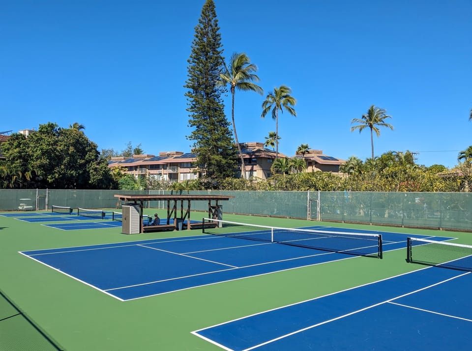 3 pickleball and 2 tennis courts (signup and key code in front office)