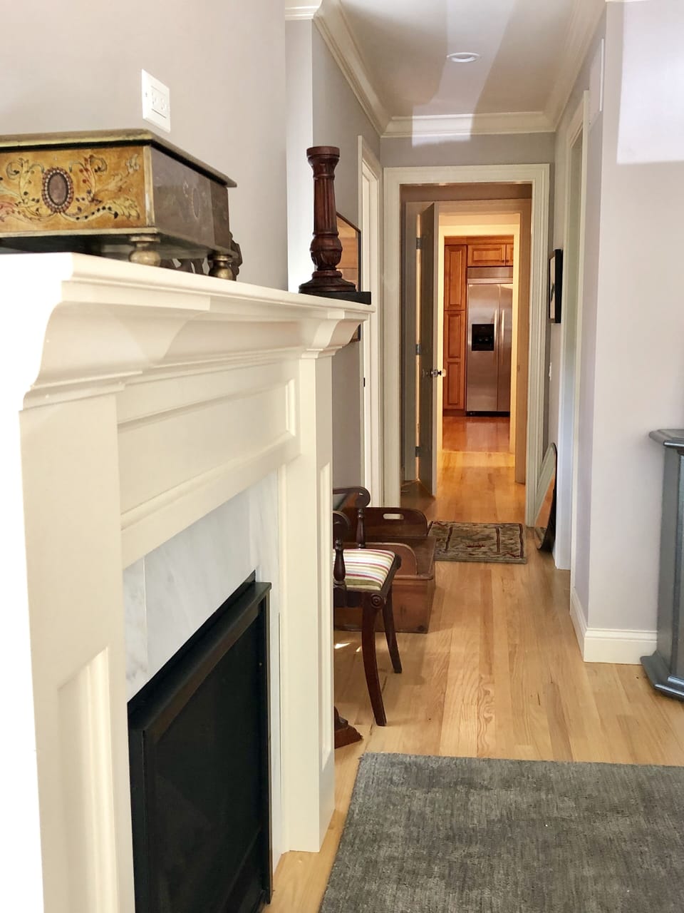 Master Bedroom looking down hall to Kitchen