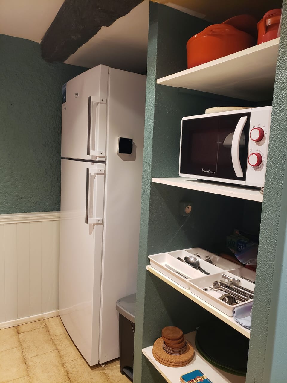 Kitchen with large fridge