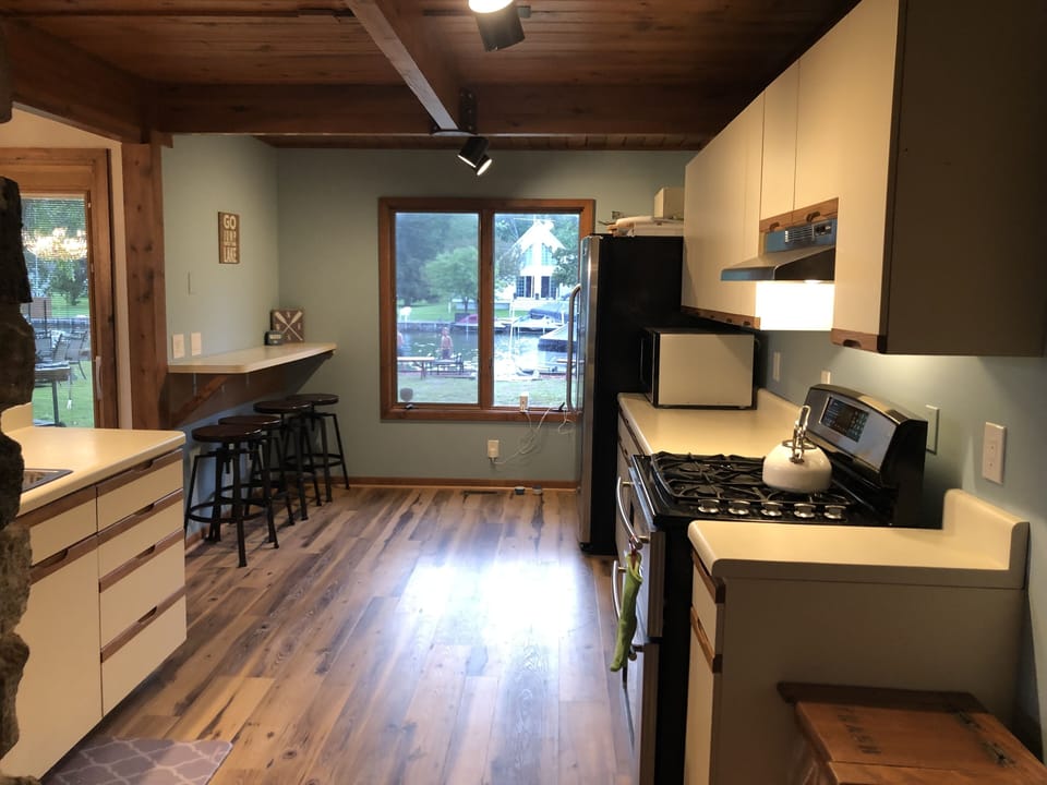 Kitchen with barstool seating for four