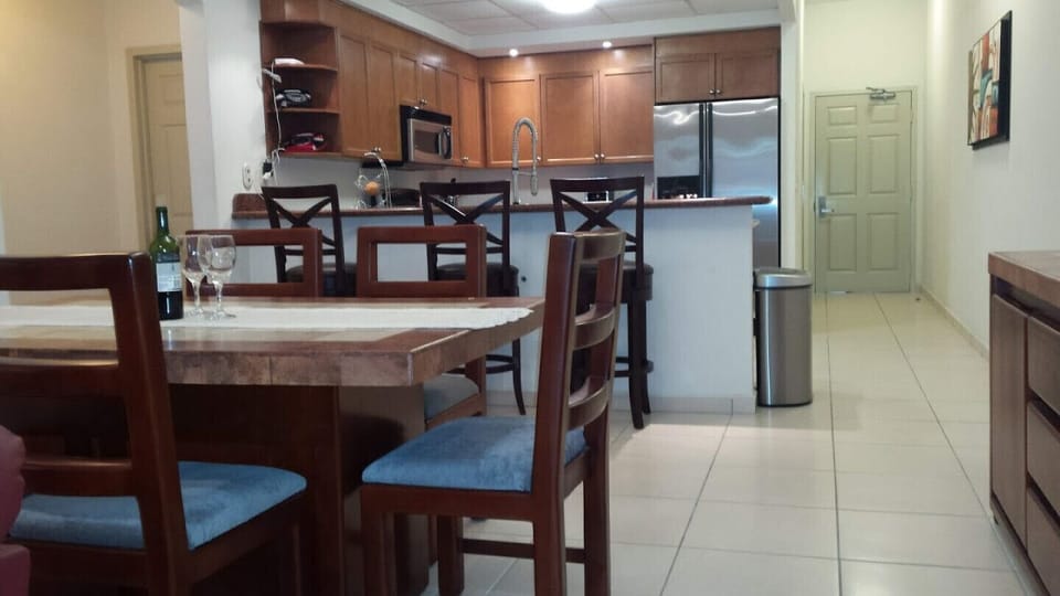 Dining room & Kitchen with bar stools