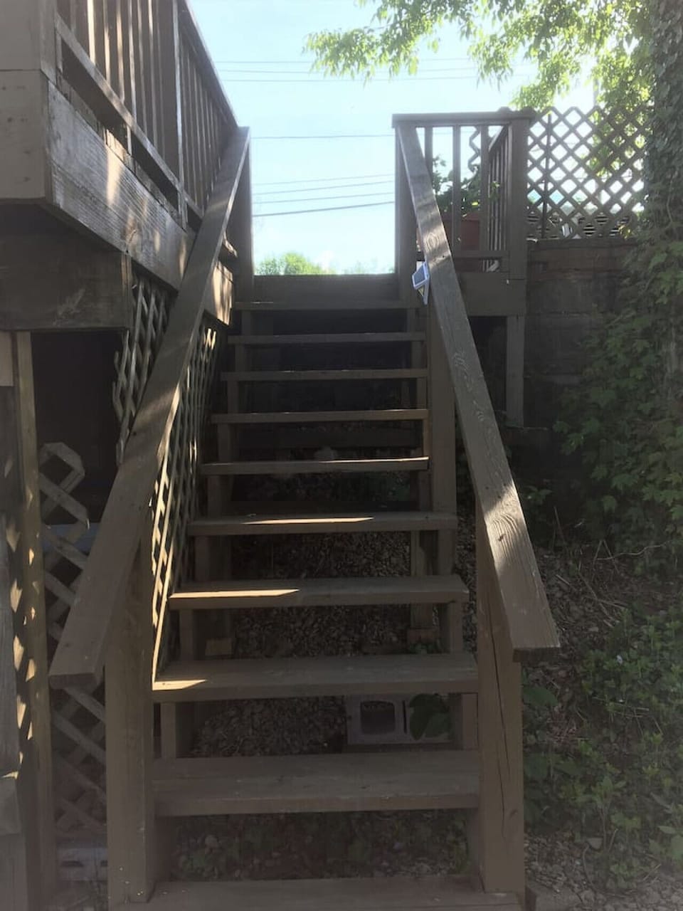 The stairway to  the garden and lake.