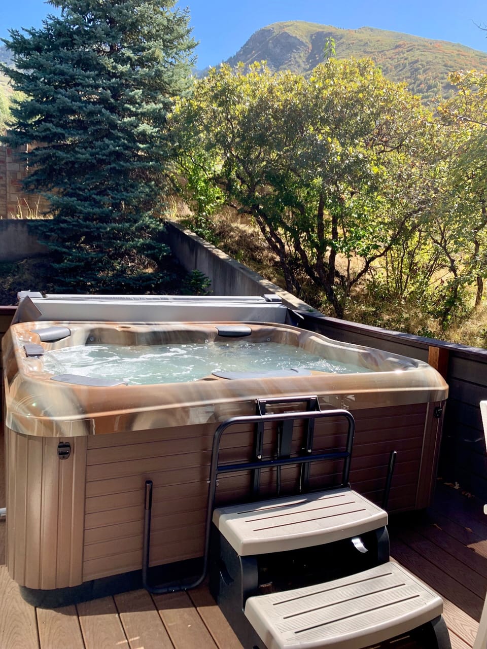 6 person hot tub on private deck