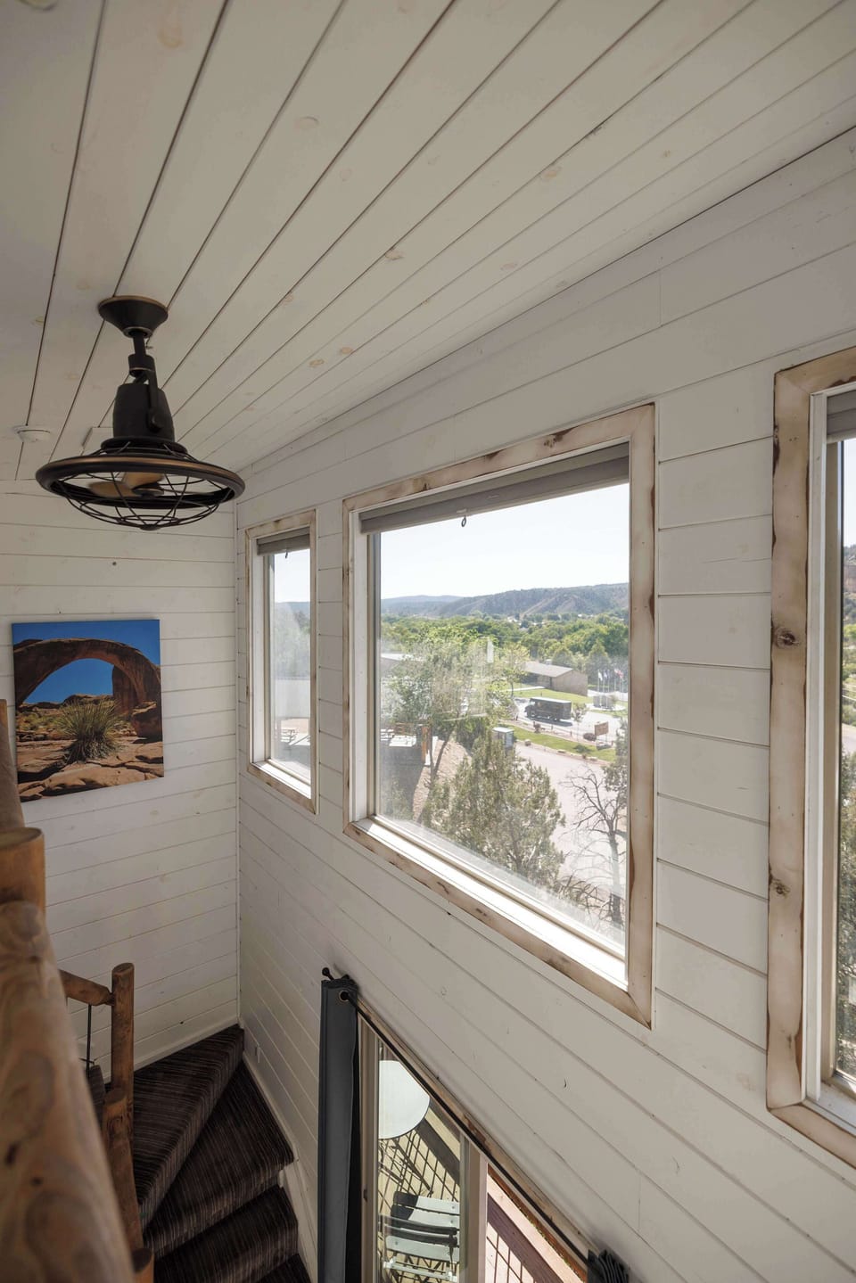 Bright Treetop cabin views from the upper level, surrounded by East Zion scenery and peaceful Southern Utah landscape.